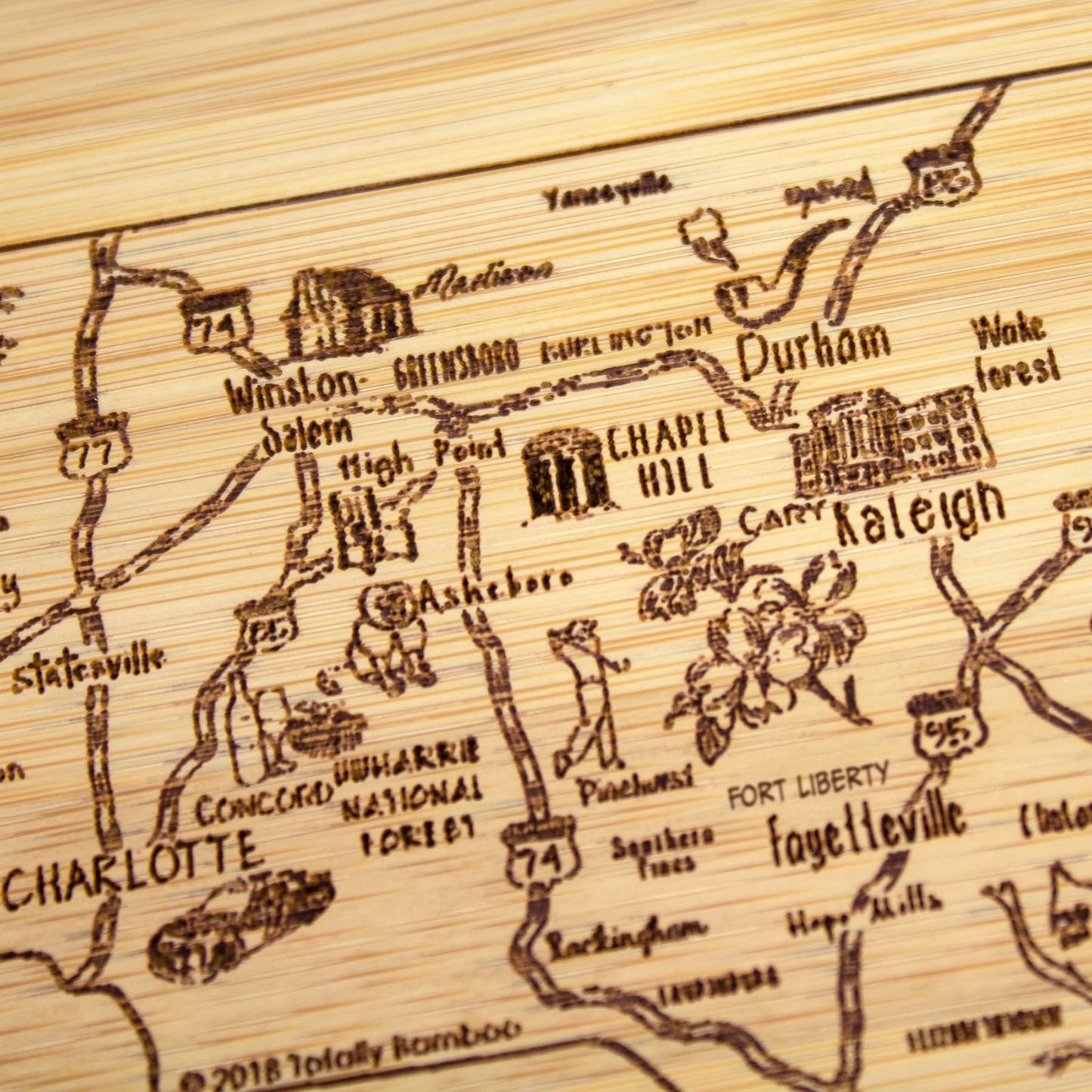 Totally Bamboo A Slice of Life North Carolina State Serving and Cutting Board, 11" x 8.75"