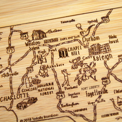 Totally Bamboo A Slice of Life North Carolina State Serving and Cutting Board, 11" x 8.75"