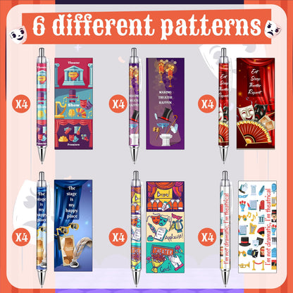 Feifeiya 24 Pack Musical Theater Gifts for Women Men, Ballpoint Pen Set with Quotes, Funny Theater Actor Gifts for Musical Broadway Theatre Lovers Friends, Actors