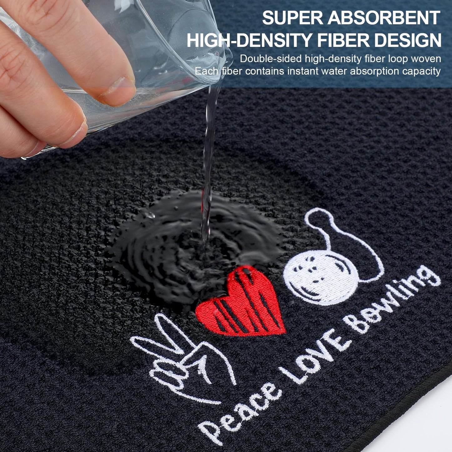 VitalCozy 4 Pcs Funny Bowling Towel Embroidered Bowling Ball Towel with 4 Grommets Absorbent Sport Ball Rag Wipes Bowl Gifts for Men Women Player Fitness Fans Birthday Mother's Day, 24 x 16 Inch