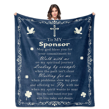 Confirmation Sponsor Gifts for Women/Men, Christian Religious Thank You Gifts for Confirmation Sponsor Gift Blanket 60"X50" with Blessing and Appreciation Words, Dark Blue Catholic Blanket