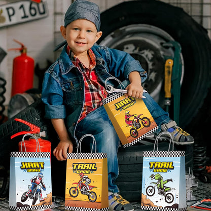 Dirt Bike Party Favor Bags, 24 Pcs Dirt Bike Party Bags Set Motorcycle Themed Party Favor Bags, Dirt Bike Party Gift Treat Bags Goodie Bags for Dirt Bike Birthday Party Decorations