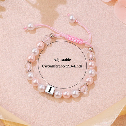 Sereney Birthday Gifts for Girls, Beaded Bracelets as 1/2 1 2 3 4 5 6 7 8 9 10 11 12 13 14 15 16 Year Old Birthday Gift, Adjustable Cross/Pearl Bracelet as Happy Birthday Gifts for Daughter