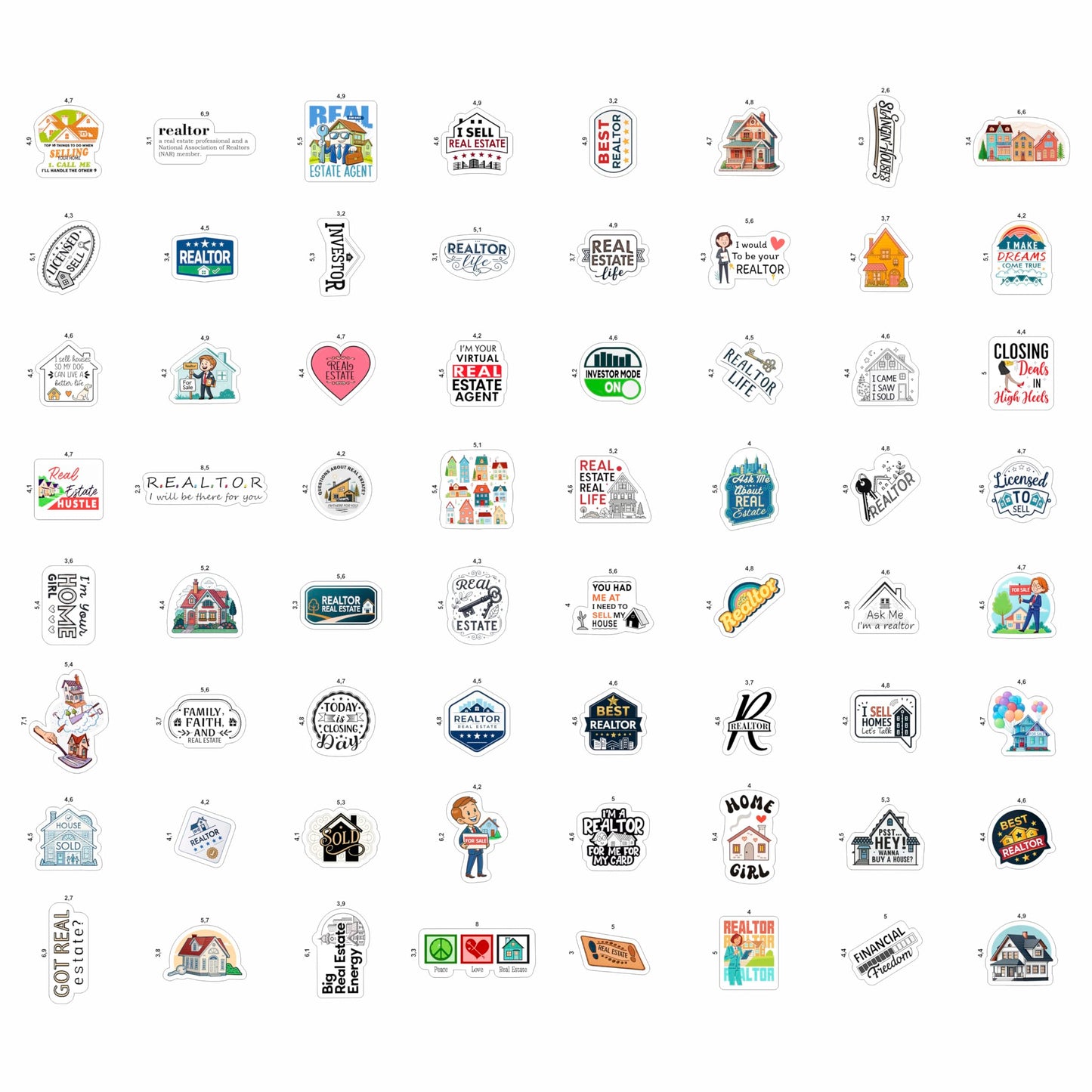 100Pcs Realtor Stickers for Laptop & Water Bottles, Real Estate Stickers - Real Estate Agent Gifts - Realtor Party Supplies - Gift for Women & Men