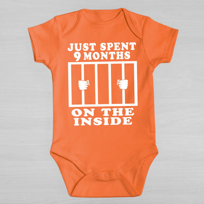 Reaxion Funny Cute Baby Boy Girl Handmade Clothes Infant Just Spent 9 Months On The Inside Bodysuits