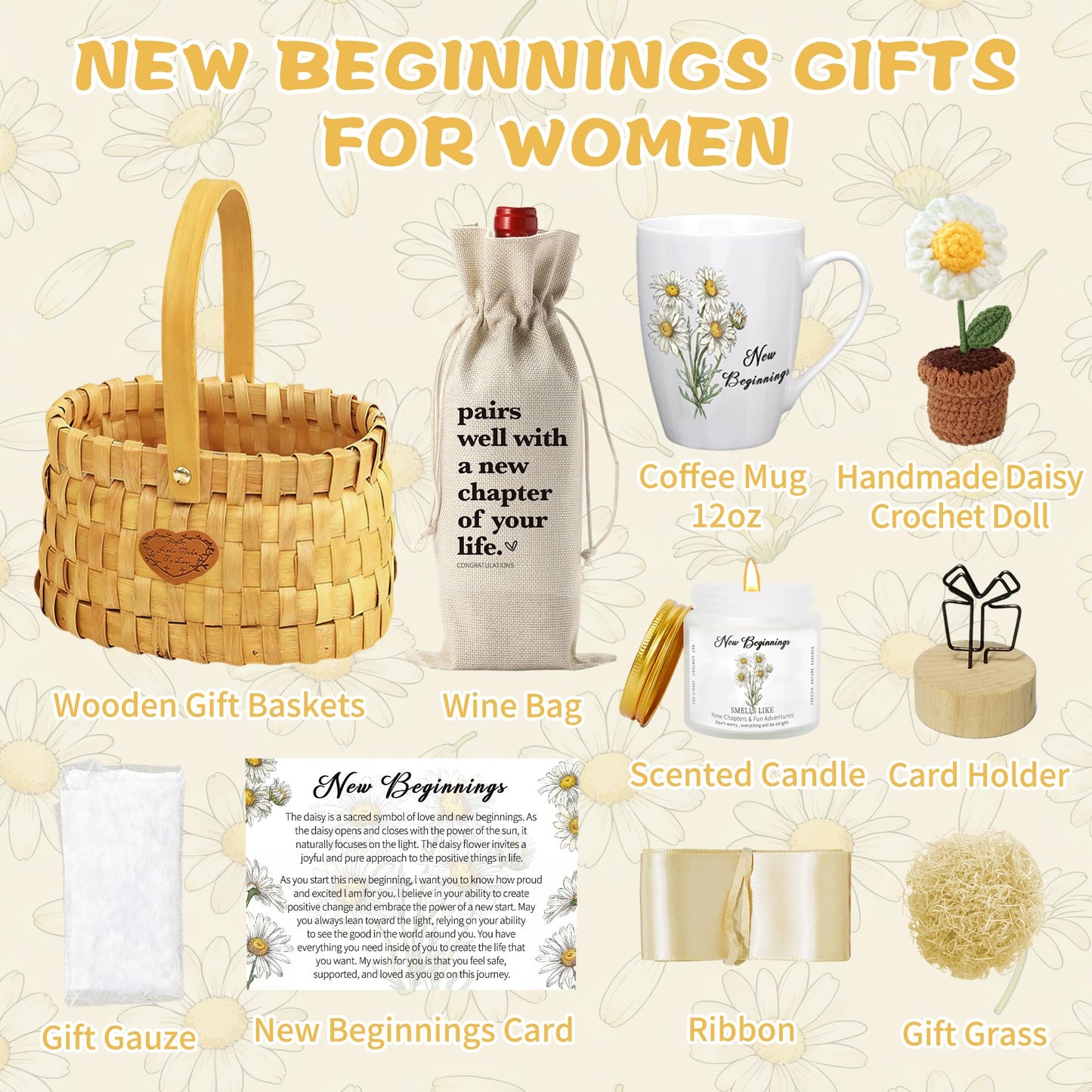 New Beginnings Box Gifts for Women, Divorce Break Up Gift Basket Farewell Gifts For Coworkers, New Job Going Away Goodbye Good Luck Gift Baskets Graduation Retirement New Home Christmas New Year Gift