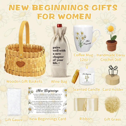 New Beginnings Box Gifts for Women, Divorce Break Up Gift Basket Farewell Gifts For Coworkers, New Job Going Away Goodbye Good Luck Gift Baskets Graduation Retirement New Home Christmas New Year Gift