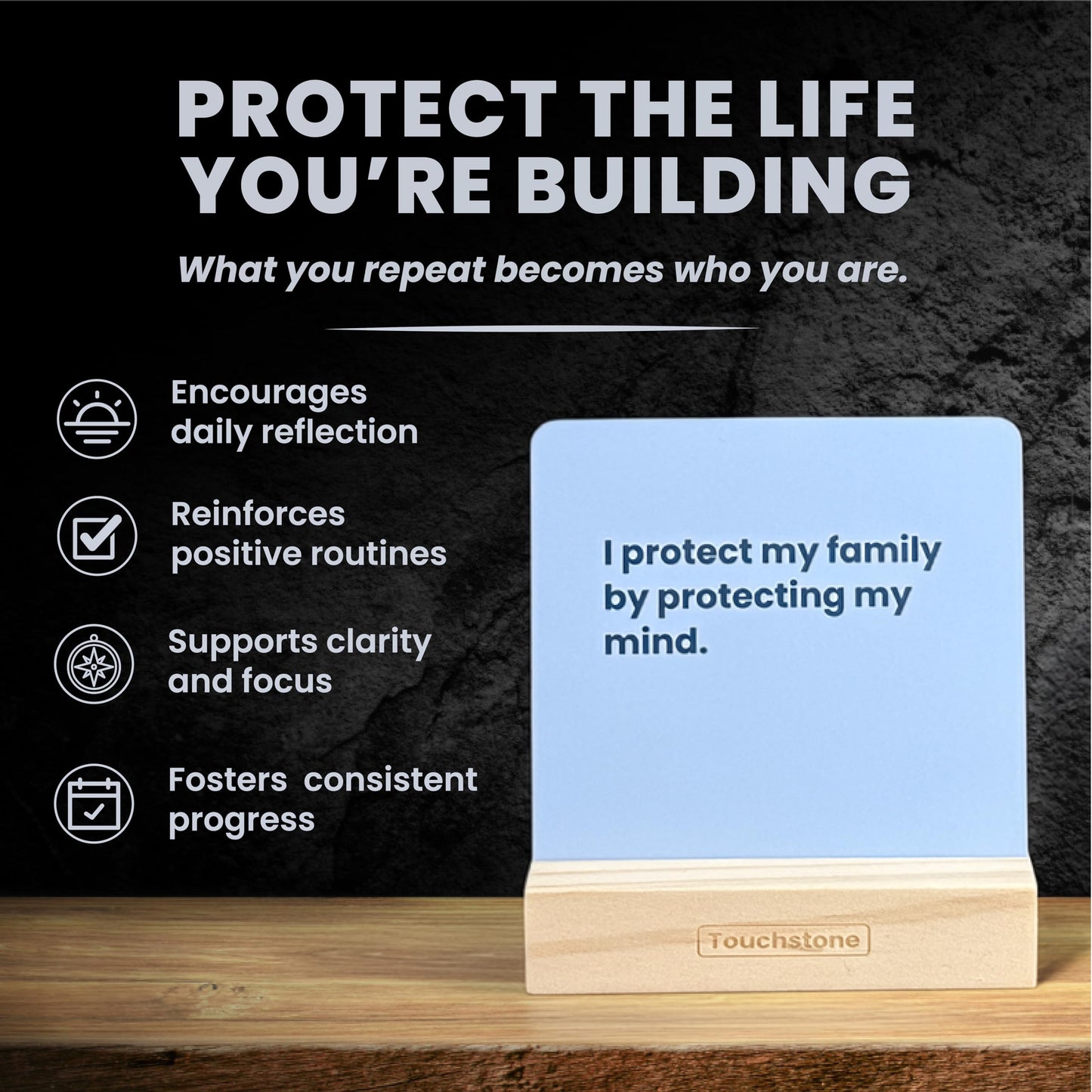 Touchstone Sobriety Affirmation Cards – 50 Daily Affirmation Cards with Display Stand & Magnetic Gift Box, Sobriety Gifts for Men, Addiction Recovery Gifts, 1 Year Sober Gift Ideas