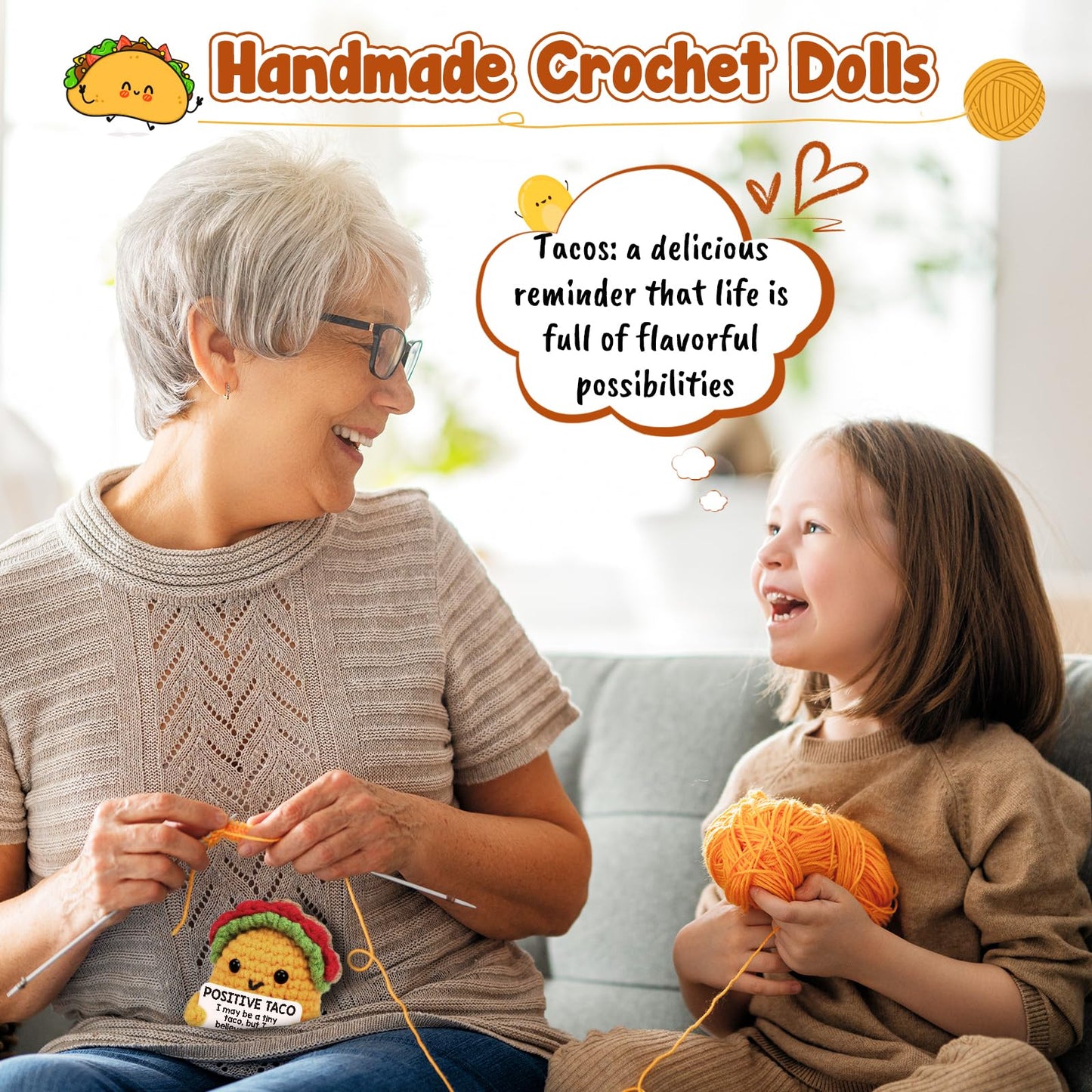 TuSuQing Graduation Gifts for Teens Boys Girls Kids Teacher Positive Crochet Taco Animals Women Birthday Gifts Friends Sister Relaxation Self Care Get Well