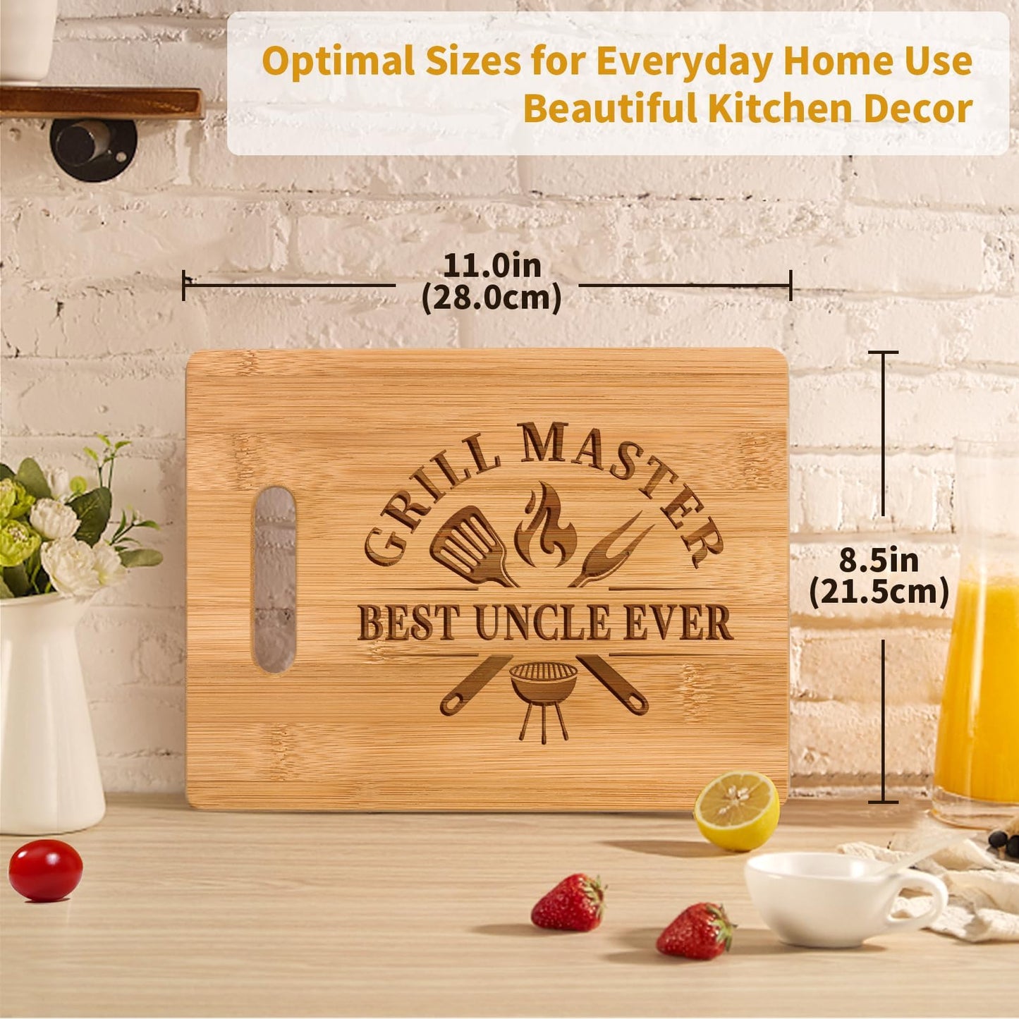 Uncle Gifts from Niece Nephew, Christmas Gifts for Uncle Birthday Valentine Father's Day Thanksgiving - Best Uncle Ever Unique Engraved Cutting Board