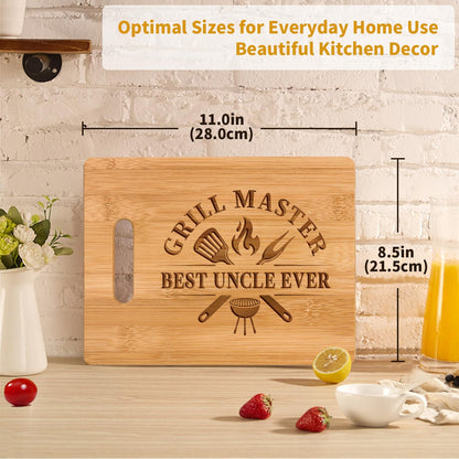 Uncle Gifts from Niece Nephew, Christmas Gifts for Uncle Birthday Valentine Father's Day Thanksgiving - Best Uncle Ever Unique Engraved Cutting Board