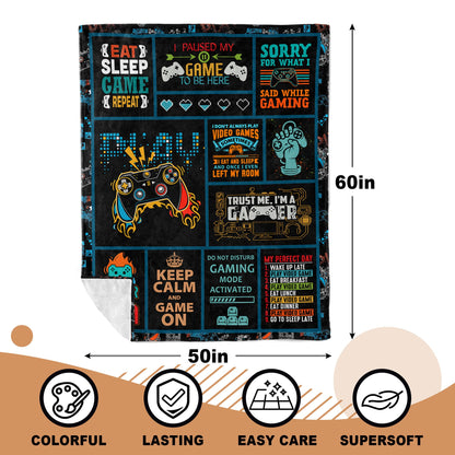 Gamer Gifts for Boys/Men/Girls/Women, Best Gaming Gifts for Video Game Lover, Game Room Decor for Gamers, Birthday Gameboy Blanket for Teens/Kids Soft Throw 50" x 60"