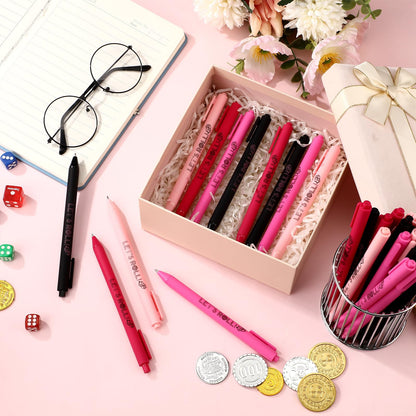 Sayglossy 25 Pcs Let's Roll Ballpoint Pens Gifts Bulk for Guests Women Dice Players Casino Themed Wedding Party Supplies Las Vegas Night Party Favors