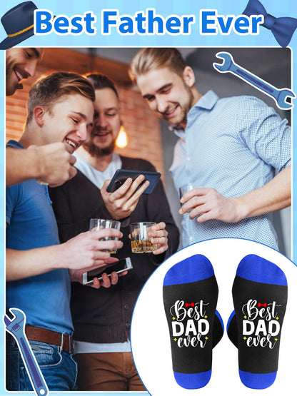 Newcotte 24 Sets Best Dad Ever Fathers Day Gift Bulk Party Favors 12 Best Dad Ever Socks 12 Stainless Steel Keychain