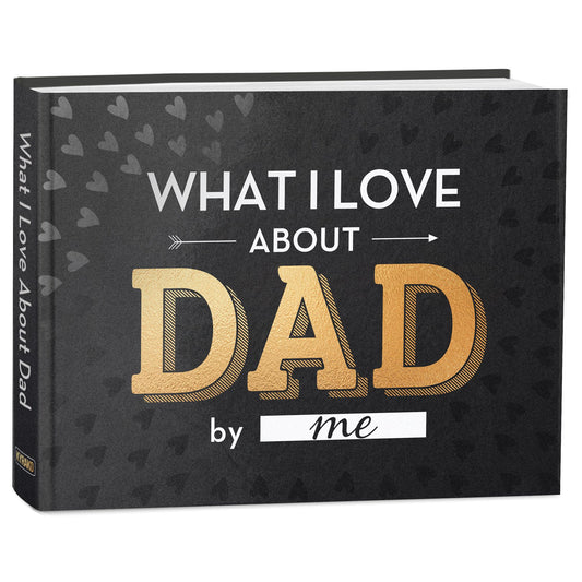 KYRAKO Fathers Day Gift for Dad from Daughter, Son, Kids - What I Love about Dad Book, Fill-in-the-Blank Book for Dad: Fun Prompt Notebook to Share Memories, Thoughtful Birthday Present & Keepsake