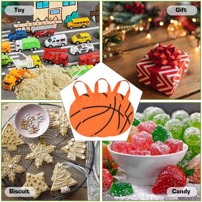 KERINGO 16 PCS Basketball Party Favor Bags Ball Themed Goodie Candy Snacks Bag Basketball Gift Bags Non Woven Gift Bags for Kids Adults Sport Party Supplies