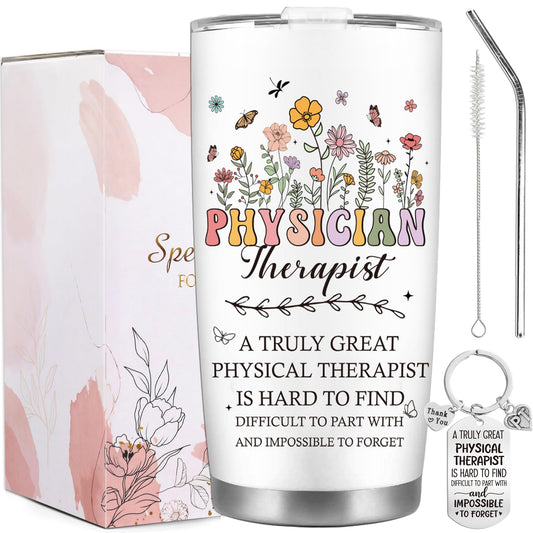 CRASHOT Physical Therapist Gifts for Women, Physical Therapist Appreciation Gift Set, Includes 20 oz Tumbler with Brush & Straw, Birthday Christmas Thanks Present