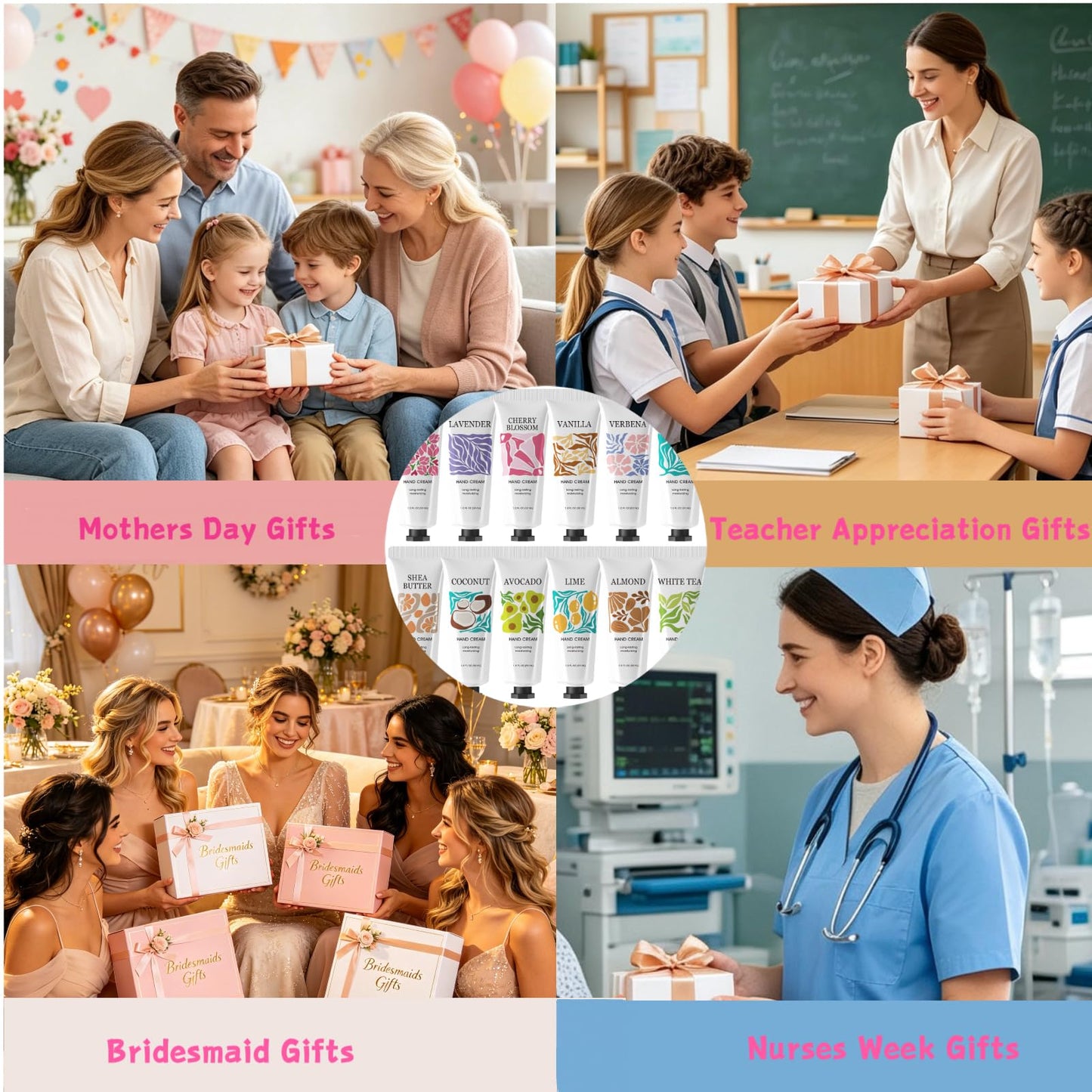 12 Pack Hand Cream Set for Dry Hands,Mothers Day Gifts Bulk for Mom,Teacher Appreciation Gifts,Nurses Week Gifts,Hand Lotion Travel Size Hand Cream Bulk Gifts for Women,Bridesmaid Gifts Party Favors