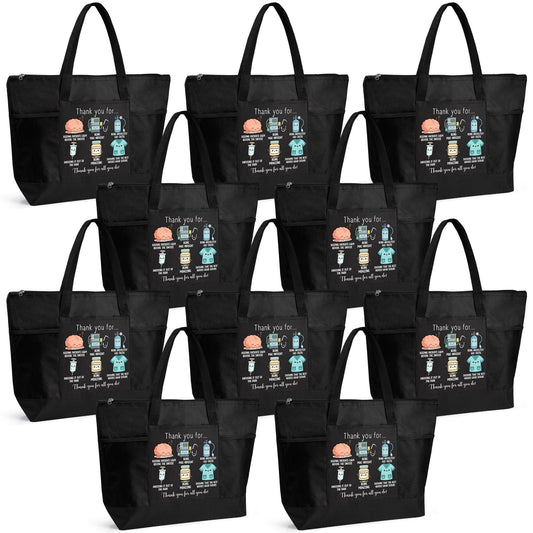10 Pcs Anesthetist Appreciation Tote Bags for Women Men Thank You Crna Gifts for Nurse Anesthesiology Work Office