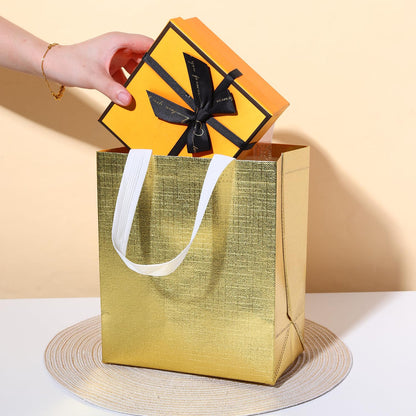 Glossy Gold Gift Bags with Handle 20-Pack,Reusable Non-woven Party Favor Bags with Sturdy Base for Birthday Wedding Easter,8.27x9.84x4.72 Inches (Gold, X-Small)