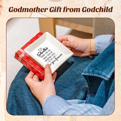 PUDDING CABIN Gifts for Godmother Jewelry Dish Trinket Tray, Godmother Gifts from Godchild Birthday Christmas Mothers Day