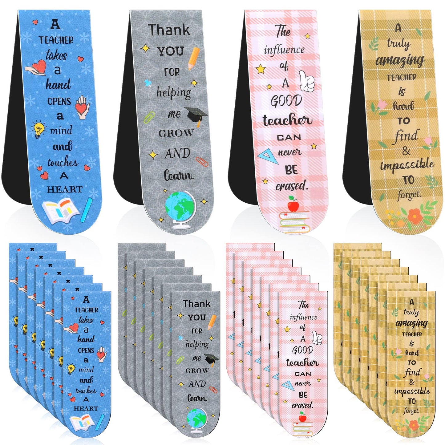 Gersoniel 32 Pcs Teacher Appreciation Gifts Bulk Teacher Magnetic Bookmarks Inspirational Page Clips Thank You Gifts for Employee Staff Xmas Stocking Stuffers for Women(Simple)