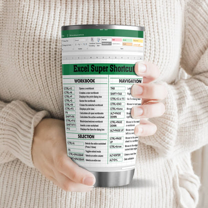 BECHUSKY Mugs For Account Gifts - Excel Tumbler Group - Excel Shortcut Tumbler - Spreadsheet Accounting Student Senior Accountant CPA Gift For Boss Coworker Colleague Friend - Cup 20oz