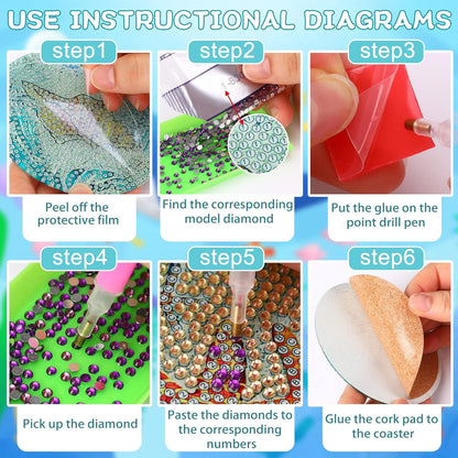 8 PCS Singer Diamond Art Coasters Kits, Pop Star Diamond Painting Coasters with Holder Set of 8, DIY Drink Coasters Art Crafts Supplies for Adults Cup Mat for Home Decor House Warming Gifts Non-Slip