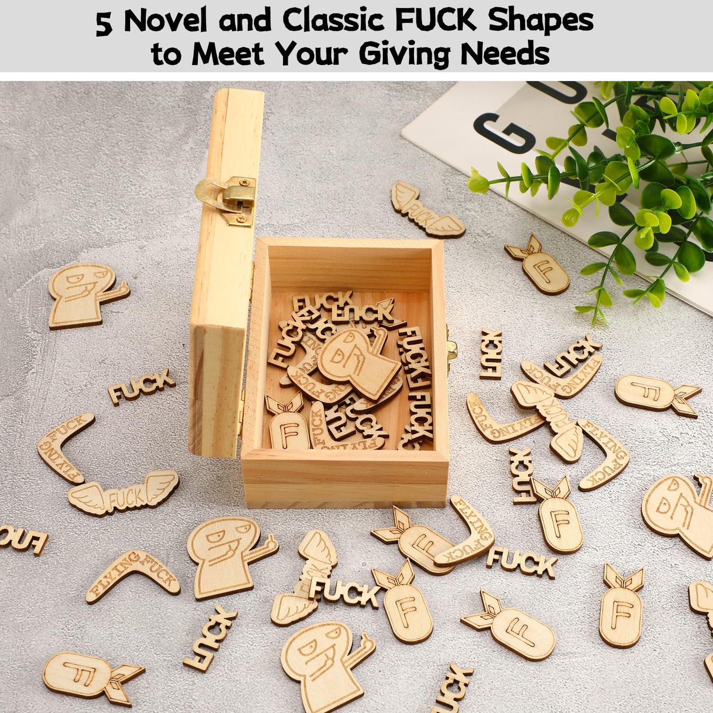 Fucks to Give Box – Funny Gag Gifts for Men Women 50 PCS Joke Tokens, Sarcastic Office Prank Gift, Hilarious Gifts for Friends Coworkers, Father's Day, Birthday, Boss Day, White Elephant Gift