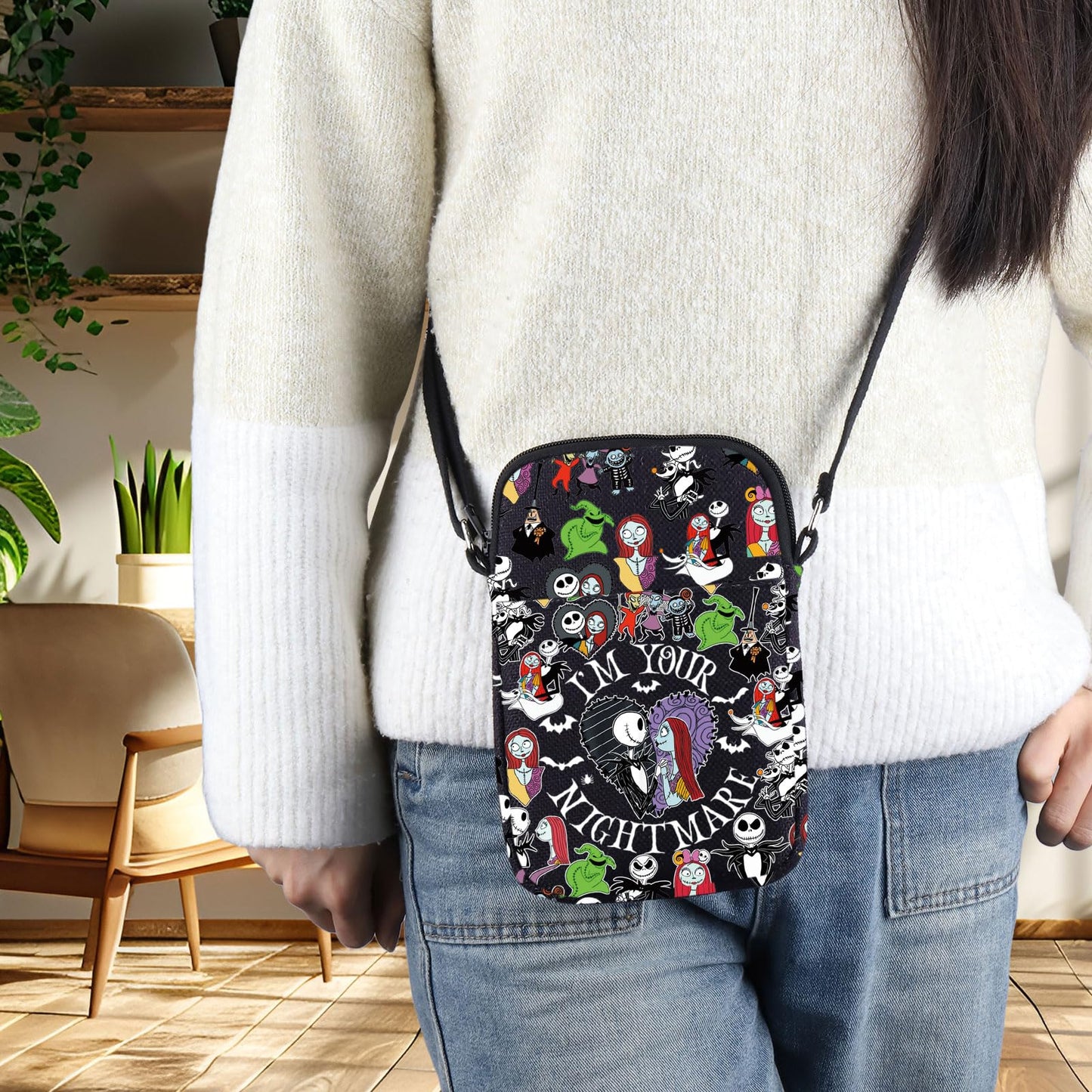 BWWKTOP Jack & Sally Crossbody Bag Nightmare Santa Fans Gift Jack Messenger Bag Mayor & Lock Merch