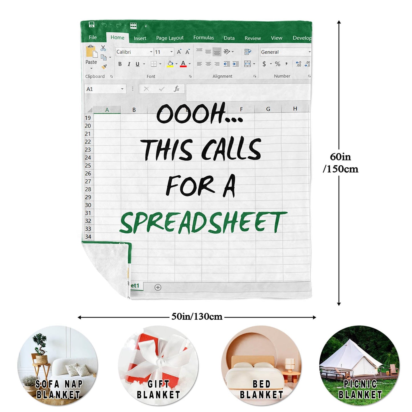 Accountant Gifts for Women/Men, Spreadsheet Gifts Funny, Gift for Accountants, Accounting Gift for Coworkers/Boss/Colleague/Friend, CPA Gifts, Excel Blanket 60"x50"