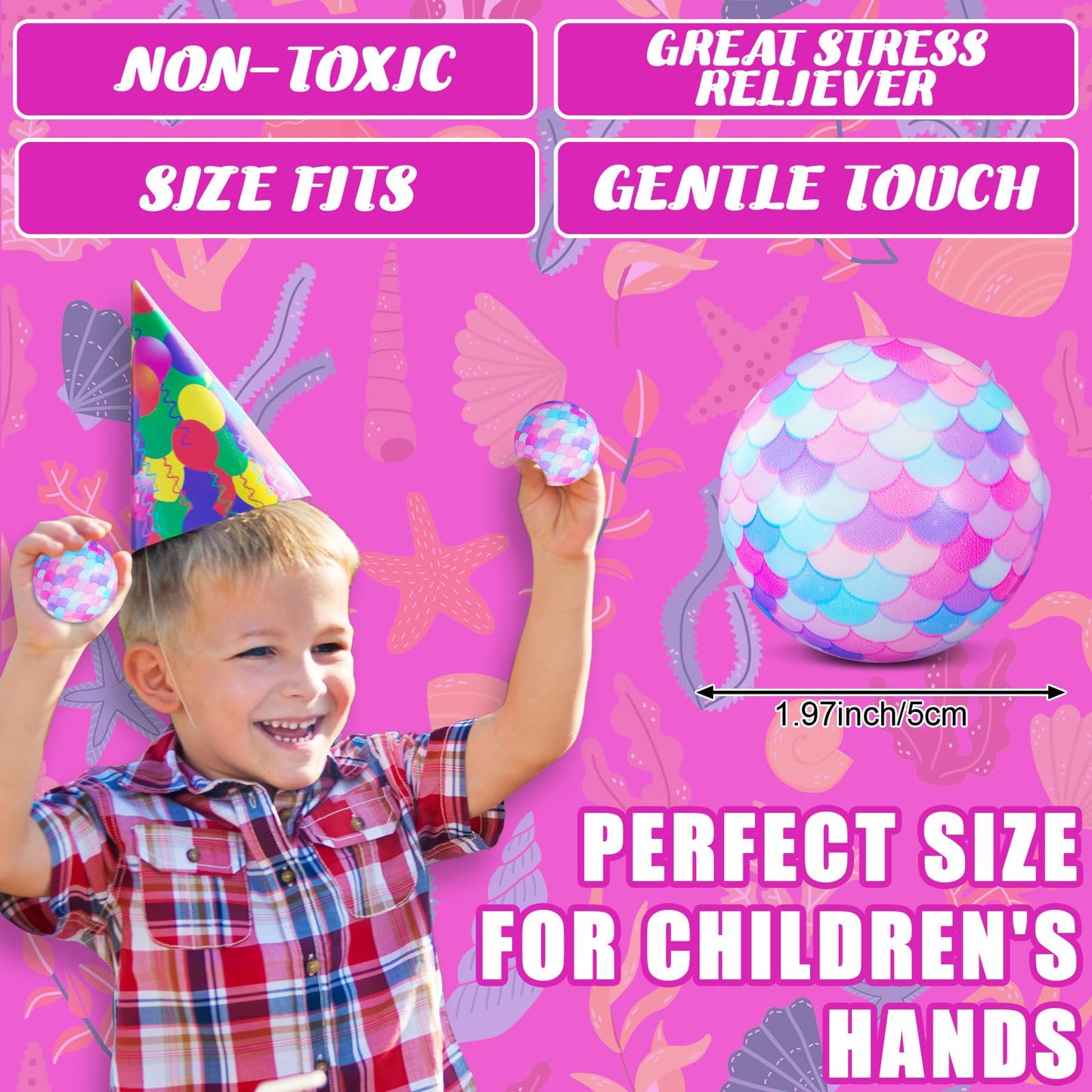 Soulchen Mermaid Party Favors Stress Balls, Sensory Fidget Toys Gifts for Kids Mermaid Birthday Party Favors Supplies, Goodie Bag Stuffers