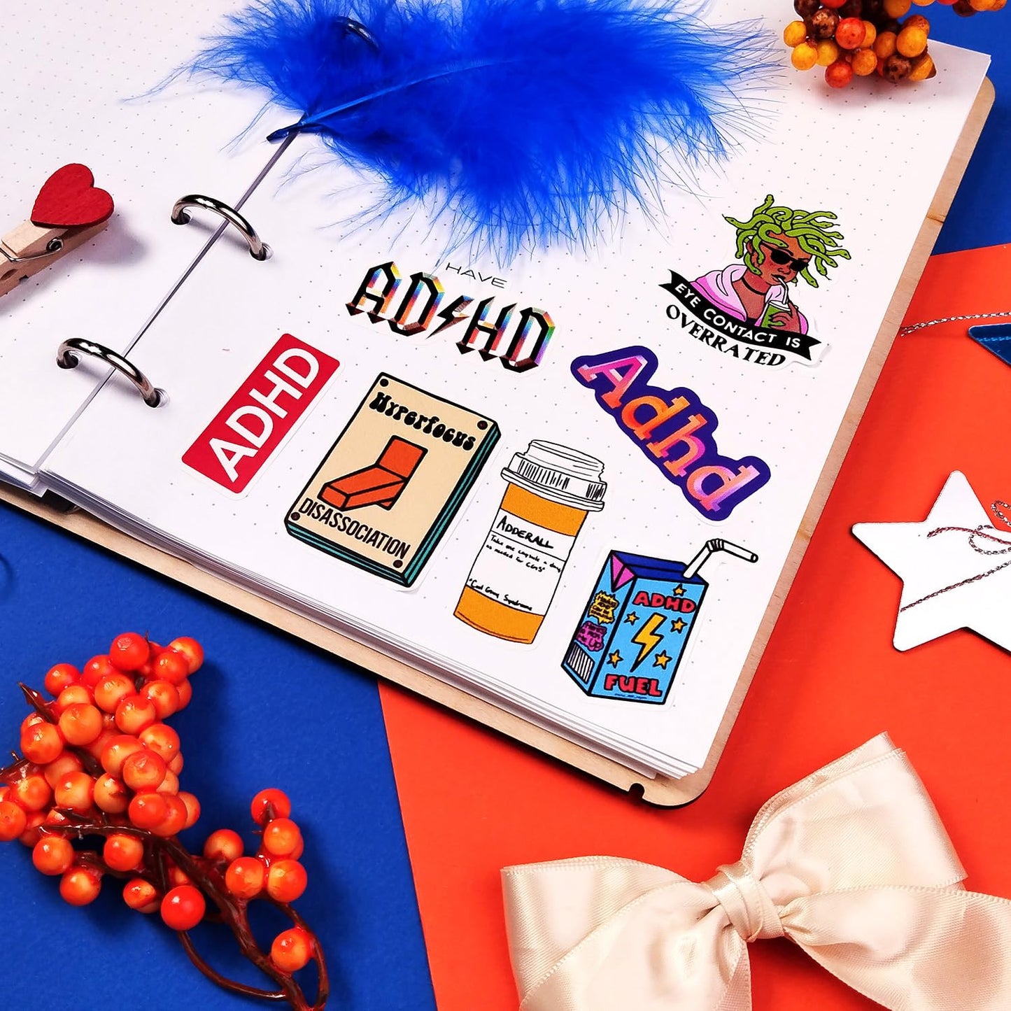 BulbaCraft 100Pcs Funny ADHD Stickers for Water Bottles, Laptops - ADHD Gifts for Adults, Gifts for Women & Men