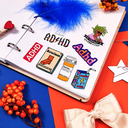 BulbaCraft 100Pcs Funny ADHD Stickers for Water Bottles, Laptops - ADHD Gifts for Adults, Gifts for Women & Men