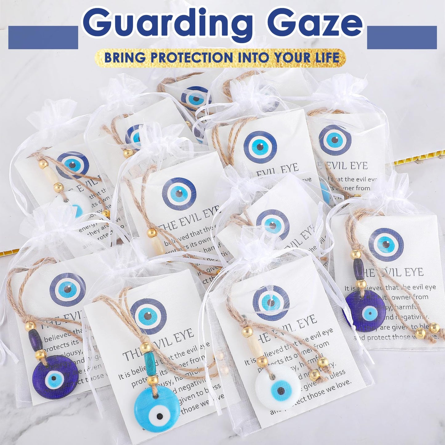 Skylety 12 Set Evil Eye Charm Keychain Greece Glass Car Hanging Evil Eye Pendant Luck Turkish Amulet Gifts for Wedding(Classic Color)