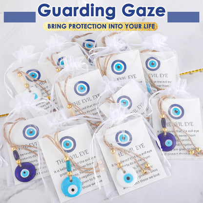 Skylety 12 Set Evil Eye Charm Keychain Greece Glass Car Hanging Evil Eye Pendant Luck Turkish Amulet Gifts for Wedding(Classic Color)