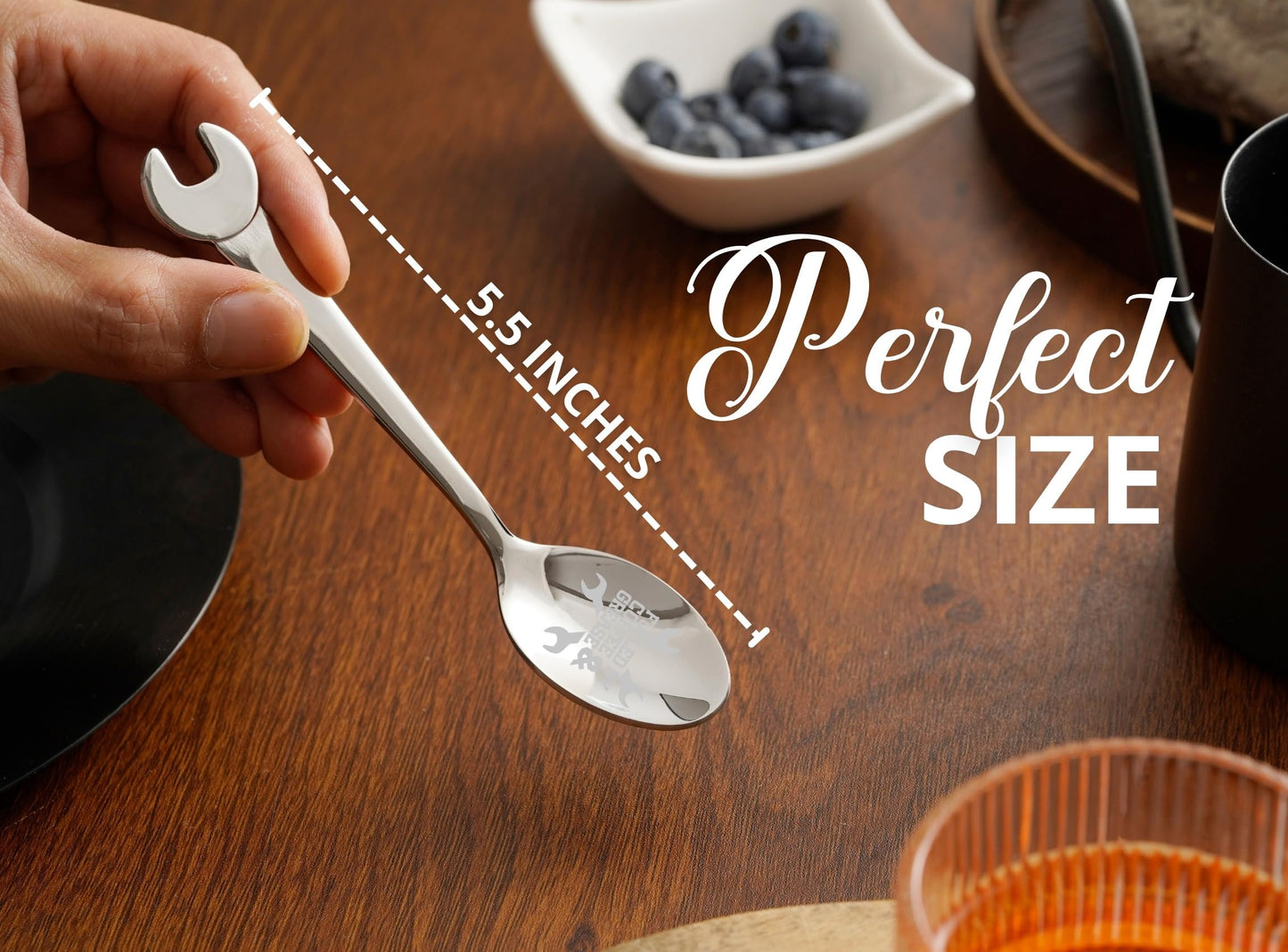 INNObeta Mechanic Gifts for Men, 2 Pcs Engraved Ice Cream Mechanic Spoons, Stainless Steel Coffee Spoon