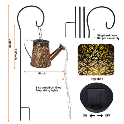 Solar Watering Can Lights with Cascading Lights,Solar Lantern Light Outdoor,Large Hanging Solar Powered Lantern Outdoor,Garden Porch Patio Yard Decor,Gardening Gifts for Women