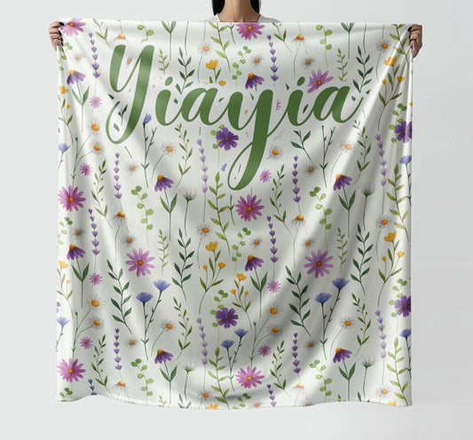 Yiayia Flower Blanket 50X60inch - Floral Yiayia Blanket - Birthday Gifts for Her - Rustic Vintage Style Floral Idea - Mother's Day Blankets - Gifts for Yiayia's Blankets