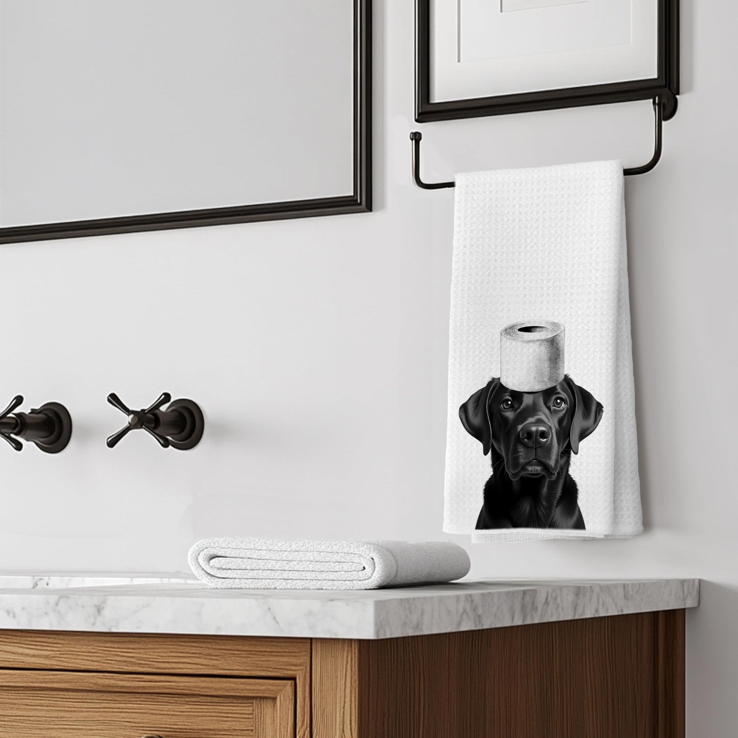 Funny Black Labrador Retriever Hand Towels for Bathroom Decor, Black Lab Gifts,Dog Mom Gifts, Dog Bathroom Decor, Funny Kitchen Towels, 16x24 Inches