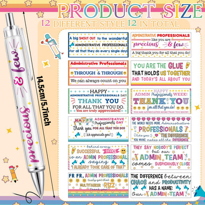 Motipuns 12 Pcs Administrative Professional Day Pens Admins Assistant Appreciation Gifts Administrative Party Favors Secretaries Thank You Gift for Women Employees Coworker Office Holiday Supplies
