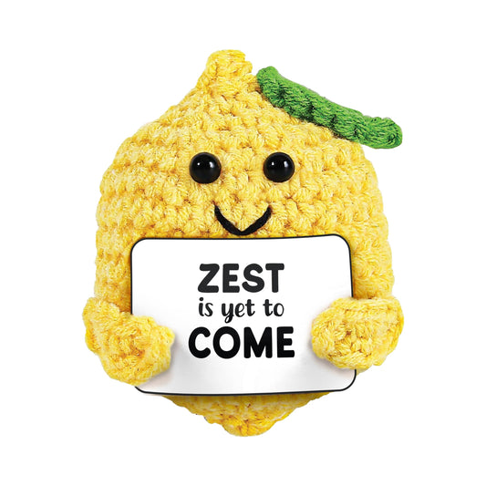 Pavilion Gift Company - Lemon - Crochet Mini Figure Fruit Zest Encouragement Inspiration Home Work Desk Decor