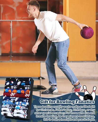 Haysandy 10 Pairs Funny Bowling Socks Novelty Bowling Theme Ankle Socks Bulk Fun Low Cut Sport Gift for Bowler Lover Coworker