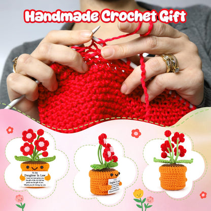 Agantree art Daughter in Law Gifts from Mother in Law Birthday Gifts, Birthday Wedding Engagement for Daughter in Law, Christmas Handmade Crochet Flower I Love You Home Desk Decor