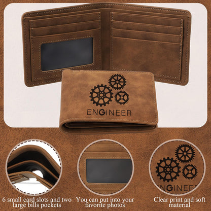 4 Pcs Engineer Gifts Set for Men with Retro Brown Wallet 6 in 1 Multi Tool Pen Retro Keychain 11-in-1 Credit Card Multitool Engineer Gift Box for Men Birthday Party Favors