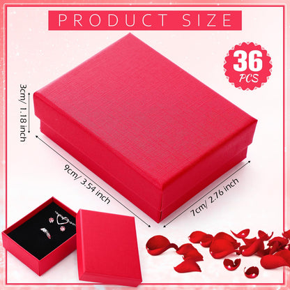 Sasylvia Jewelry Cardboard Gift Boxes Packaging Necklace Ring Earring Storage Box with Cushion 3.5x2.8x1.2 Inch(Red,36 Pcs)