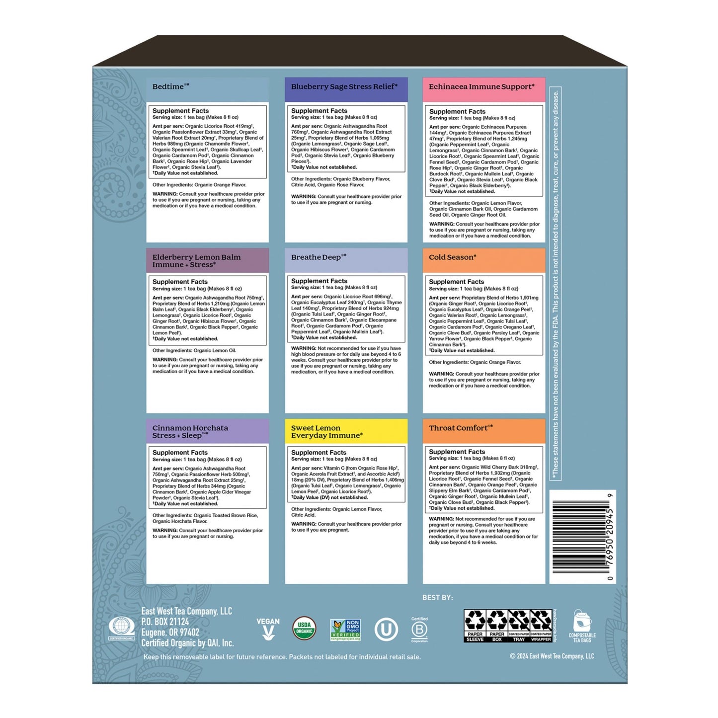 Yogi Organic Sampler Gift Box-5 Tea Bags per Flavor (45 Tea Bags)-Delicious Wellness Immunity Teas-9 Herbal Teas-Caffeine-Free Tea Variety Pack-Tea Gift Set