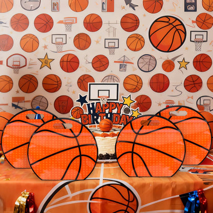 Hooqict 25pcs Basketball Goodie Bags with Handles Reusable Sealed Basketball Gift Bags Snack Treat Candy Bag Party Favors for Kids Boys Team Gifts Sports Ball Birthday Party Supplies