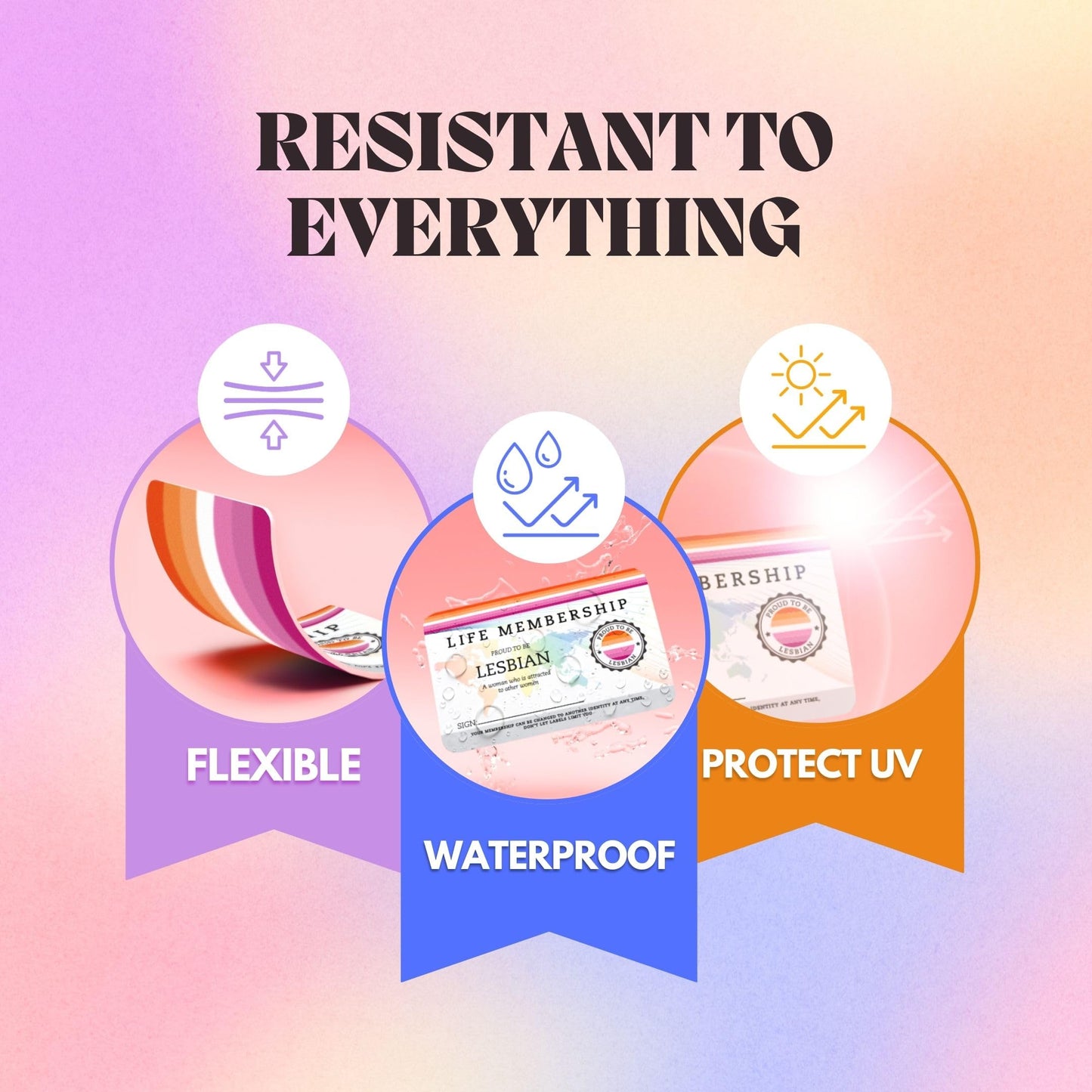 Lesbian Pride Membership Card, Write Your Own Name Identity ID Badge, LGBTQ+ Pride Accessories & Inclusivity Gift in Ready to Gift Packaging, Durable PVC Rainbow Card, Designed & Handmade