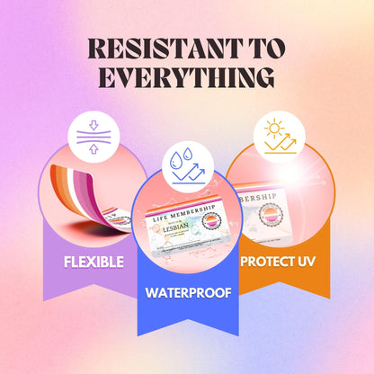 Lesbian Pride Membership Card, Write Your Own Name Identity ID Badge, LGBTQ+ Pride Accessories & Inclusivity Gift in Ready to Gift Packaging, Durable PVC Rainbow Card, Designed & Handmade